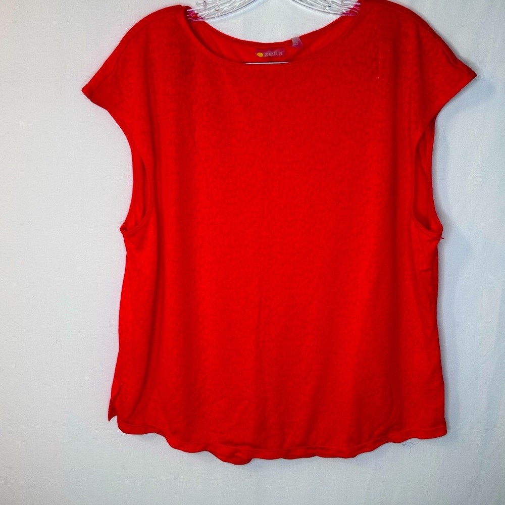 Zella Pursuit Cap-sleeve Top Women’s. Stretch Athletic T-Shirt orange Size L